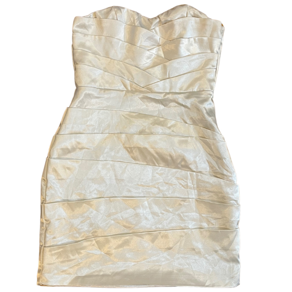 As U Wish Strapless Ivory Mini Dress